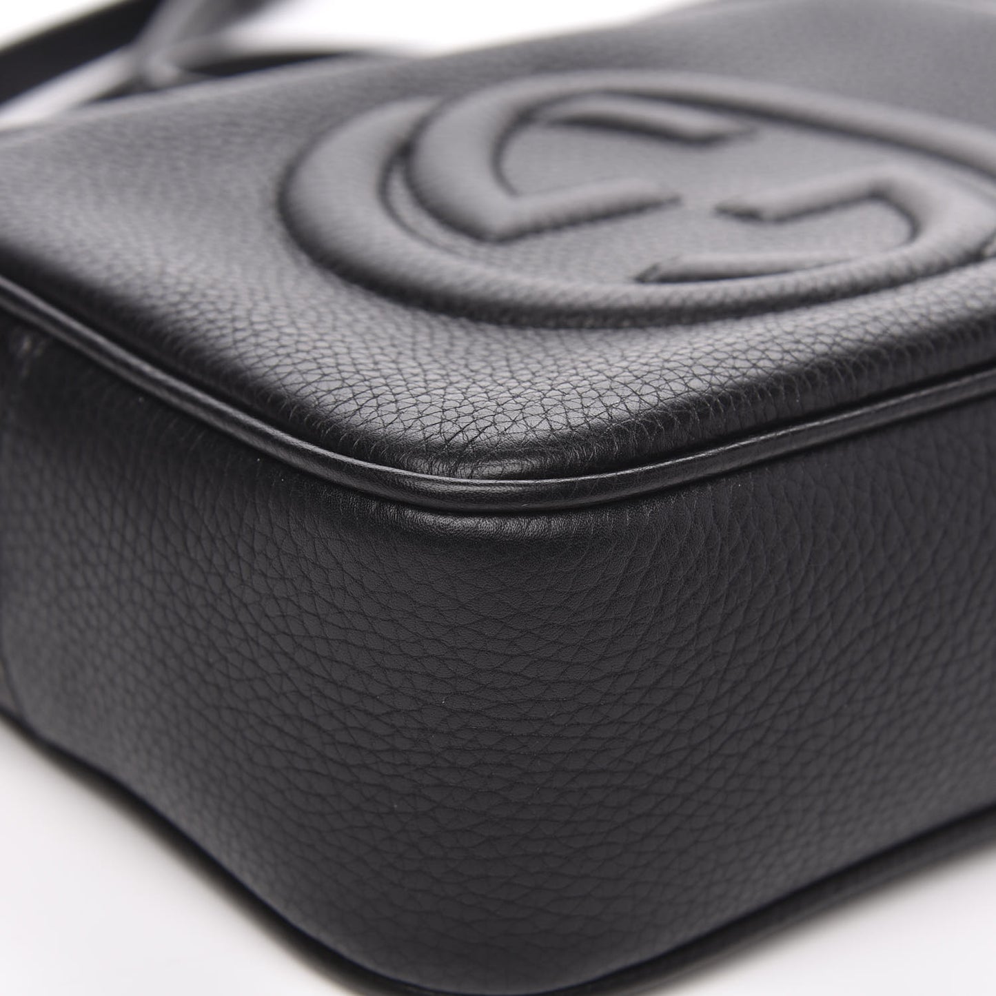 Pebbled Calfskin Small Soho Disco Bag Black