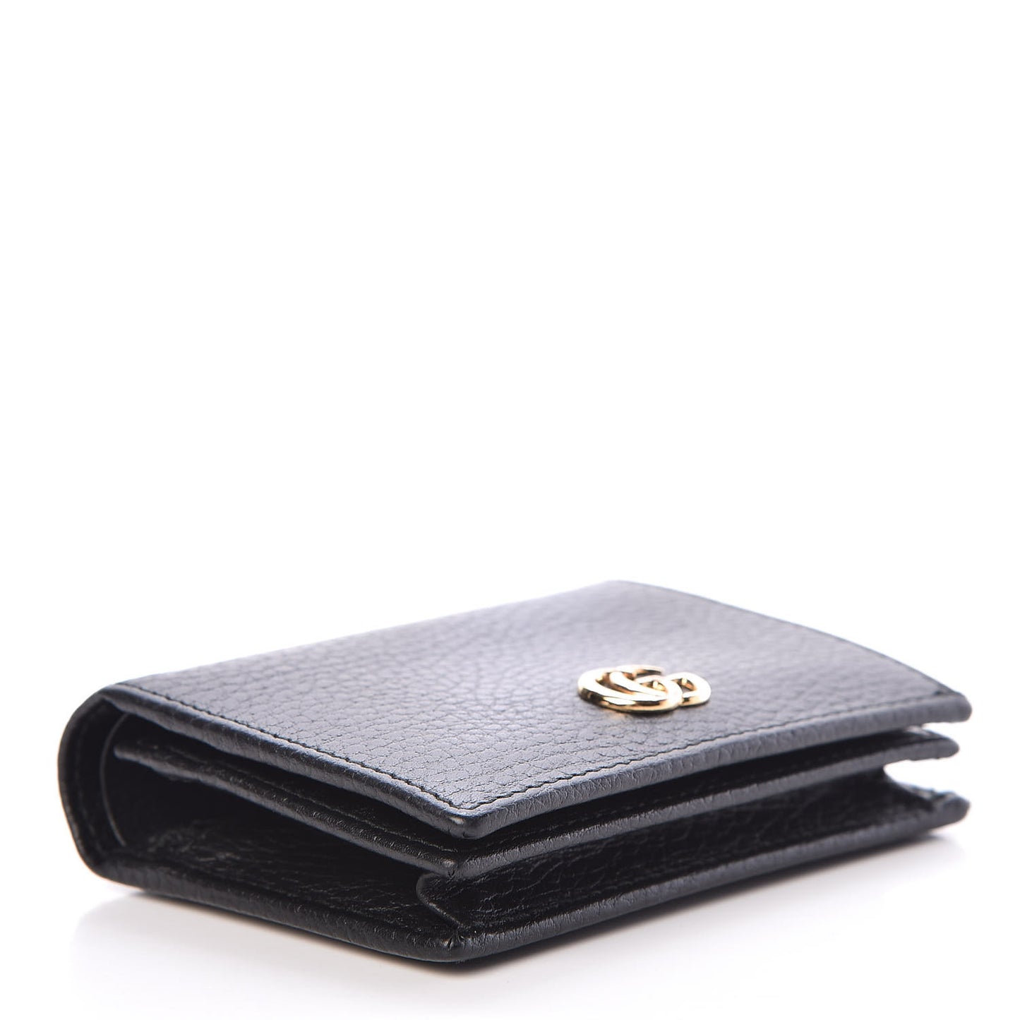Pebbled Calfskin GG Marmont Card Case Black