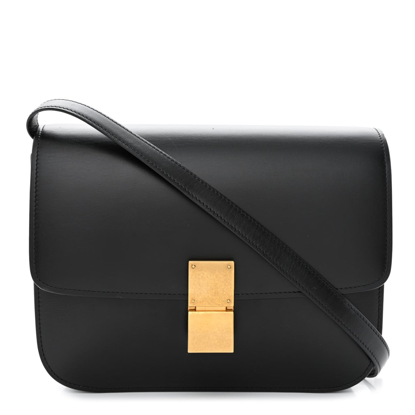Box Calfskin Medium Classic Box Flap Bag Black