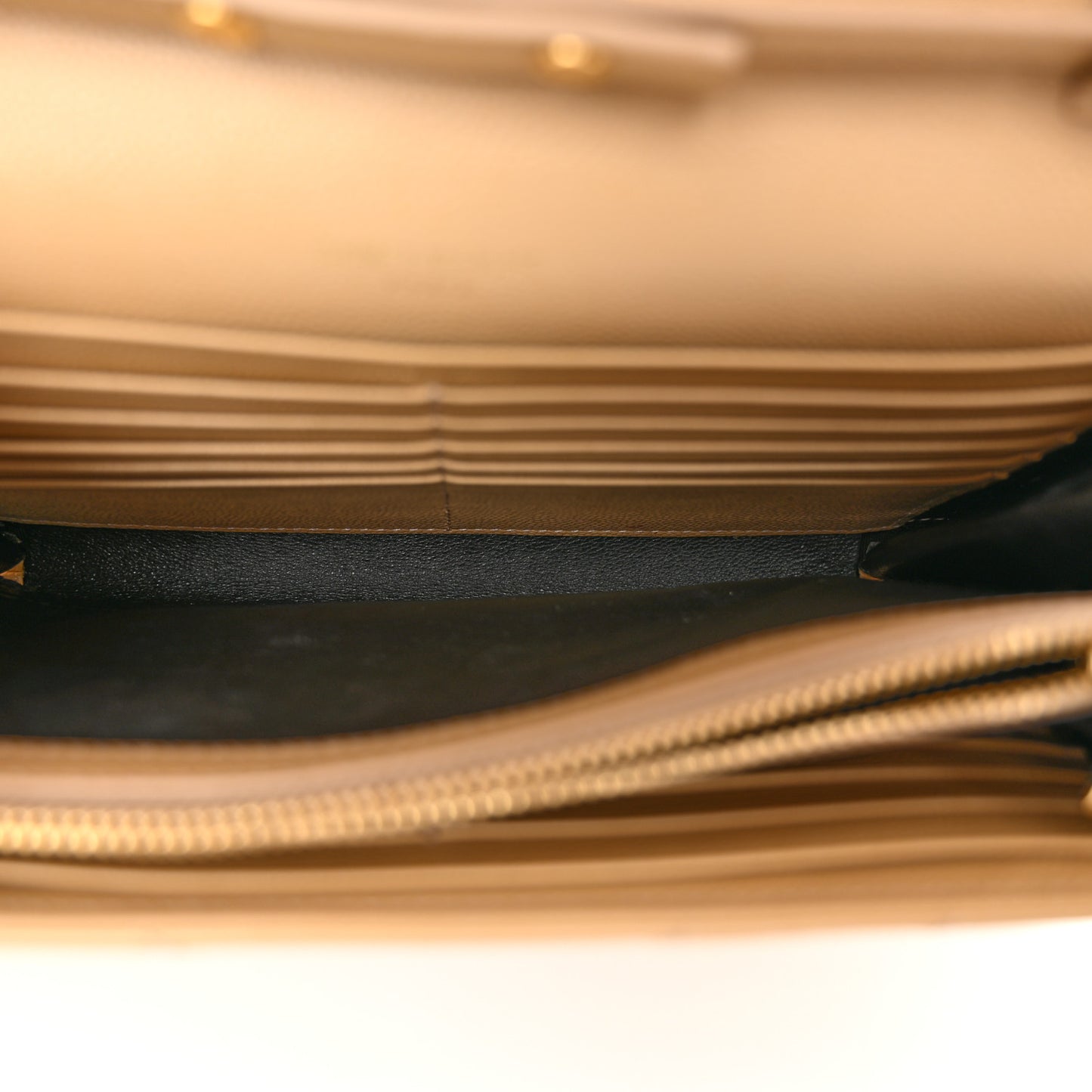 Grain De Poudre Matelasse Chevron Monogram Chain Wallet Dark Beige