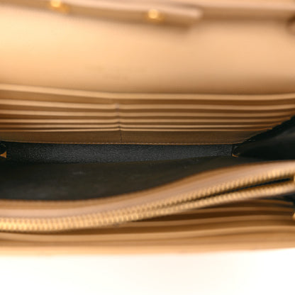 Saint Laurent Grain De Poudre Matelasse Chevron Monogram Chain Wallet Dark Beige 6 of 19