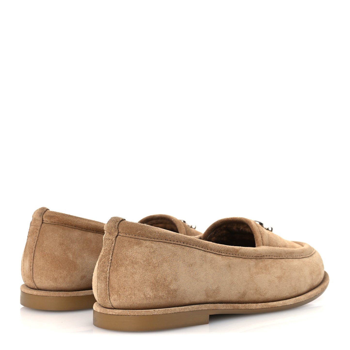 Suede Calfskin CC Loafers 37 Dark Beige
