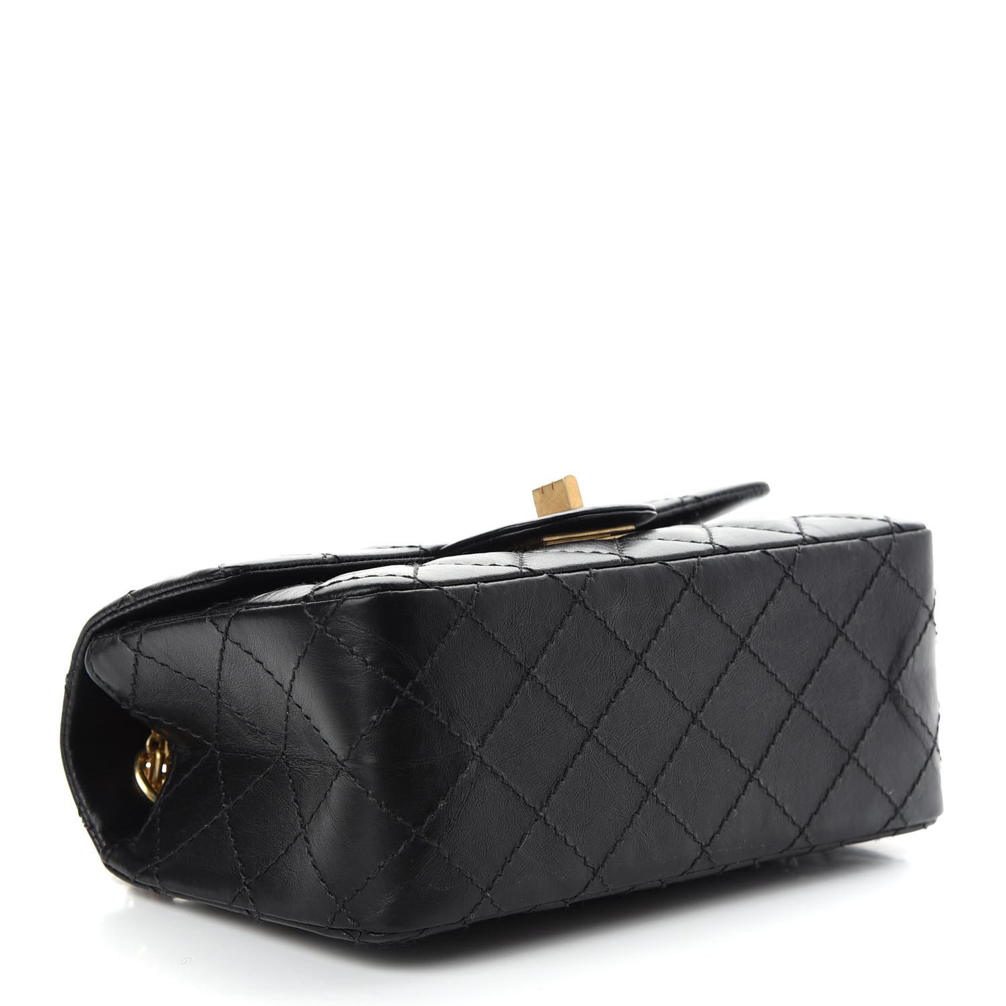 Aged Calfskin Quilted 2.55 Reissue Mini Flap Black