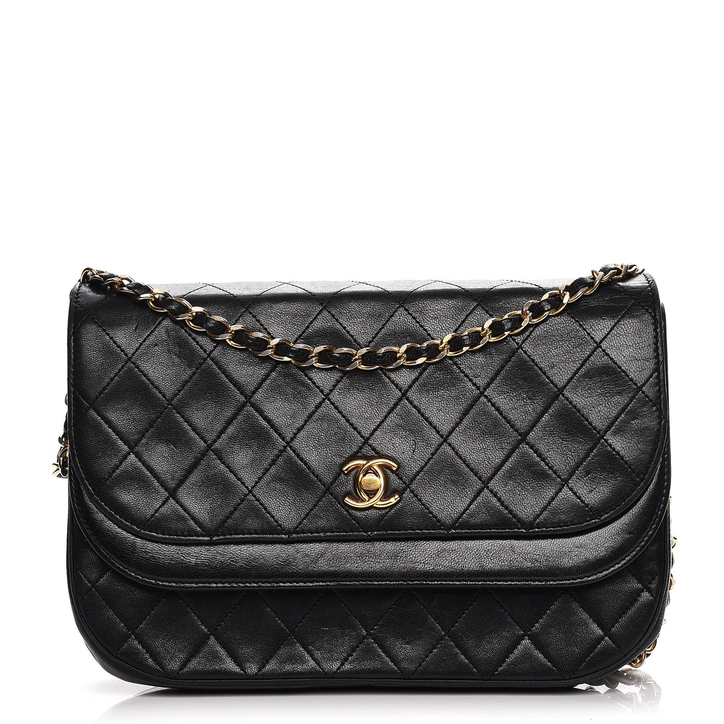 Lambskin Quilted Small Double Flap Black