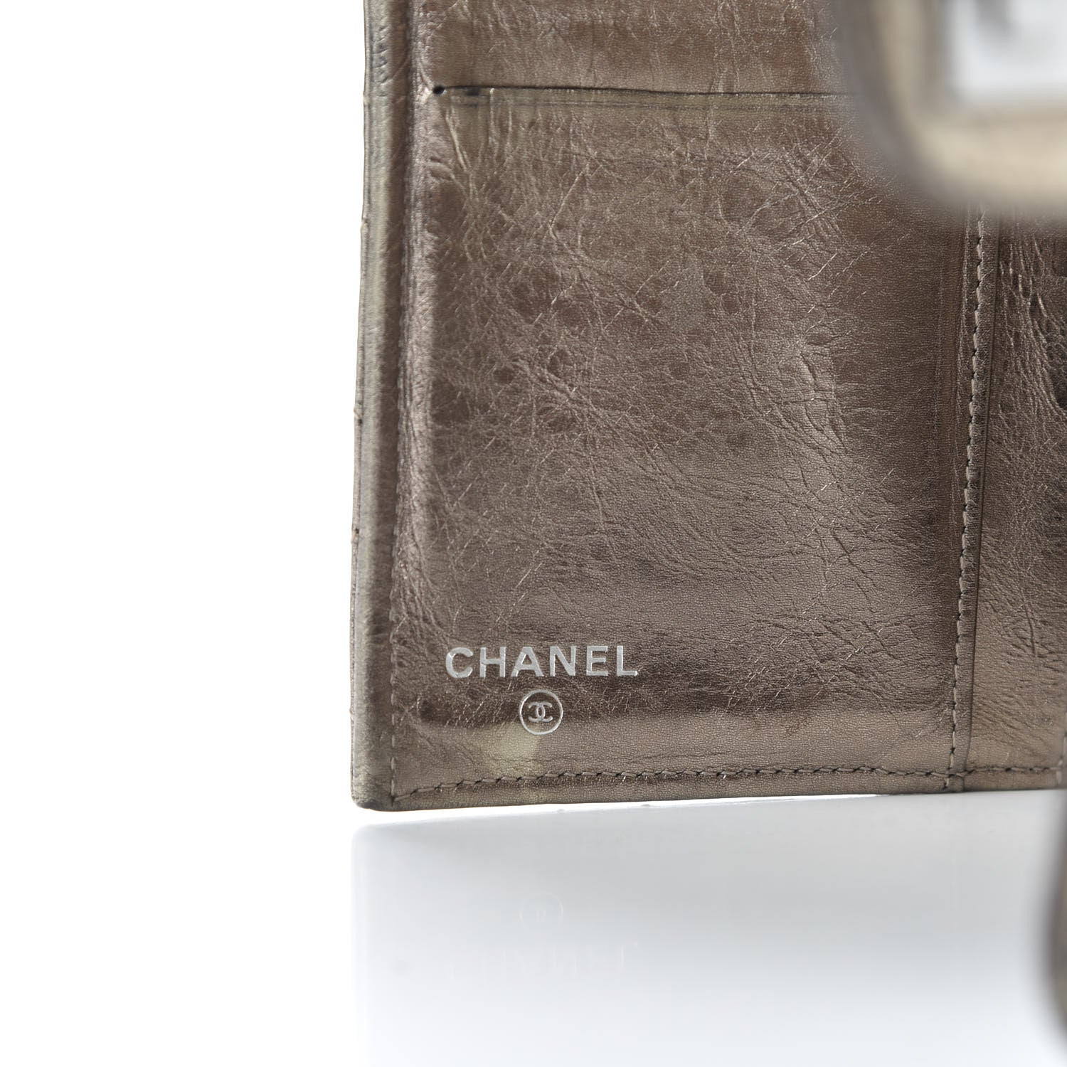 Chanel Metallic Aged Calfskin Quilted Reissue Long Flap Wallet Dark Silver 6 of 7