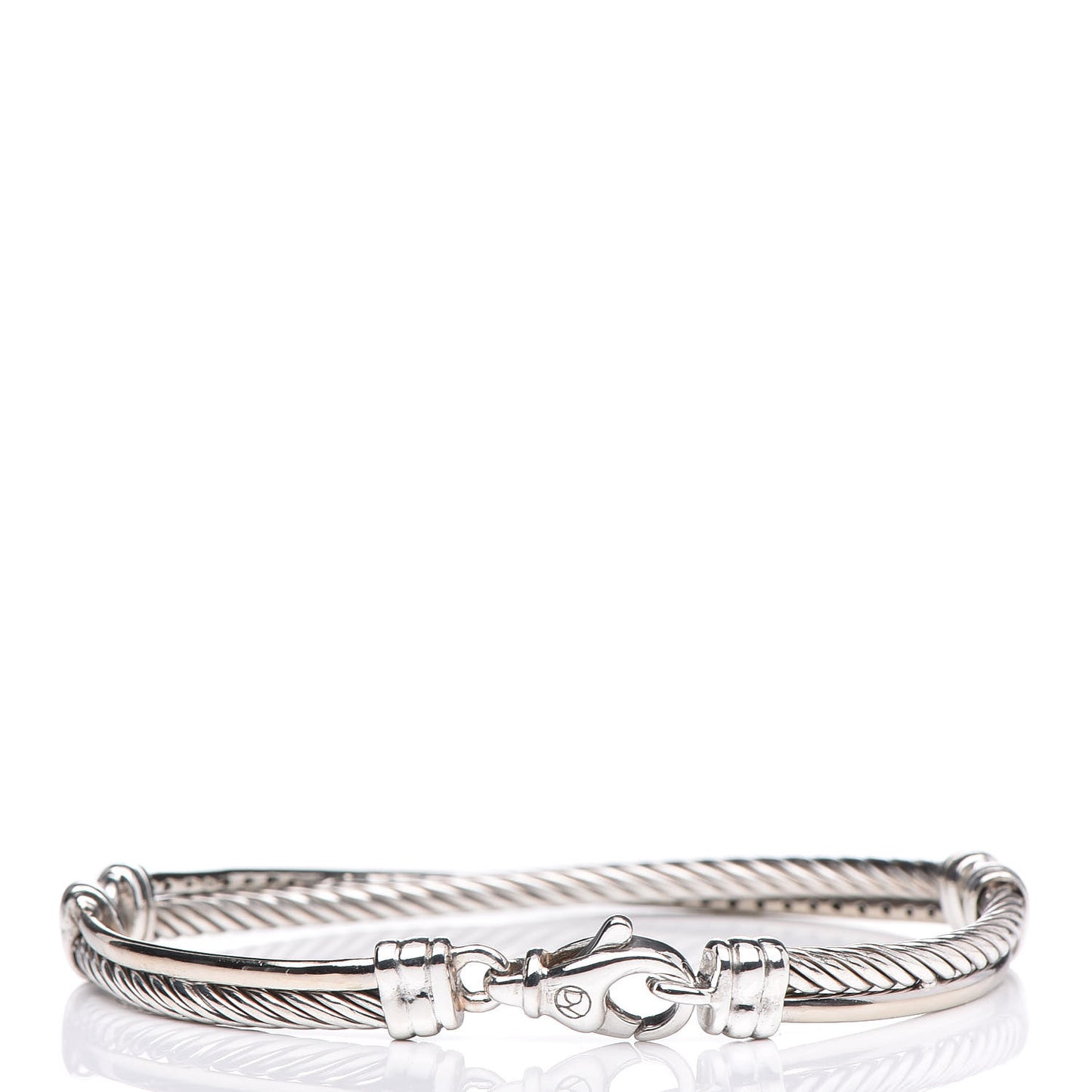 Sterling Silver 14K White Gold Diamond 3mm Crossover Bracelet