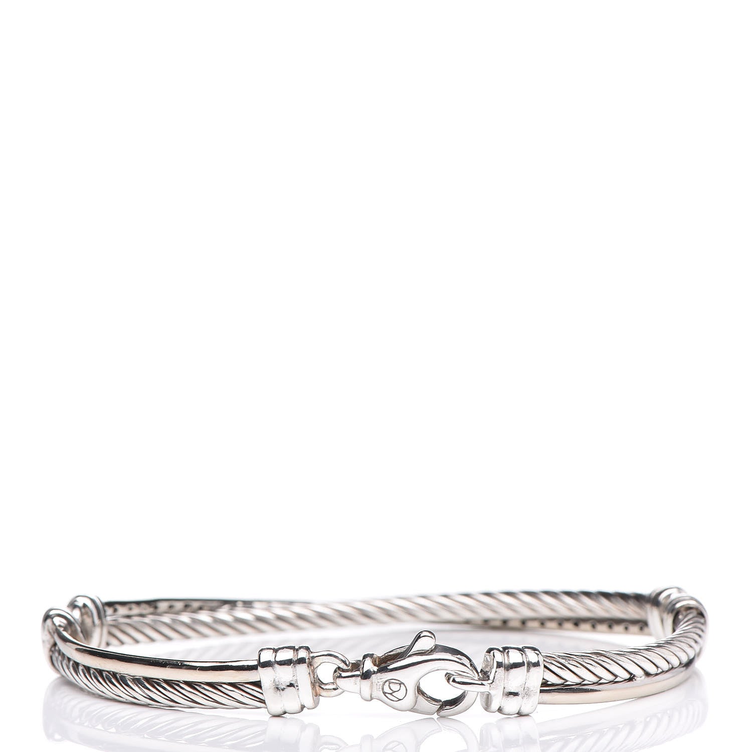 David Yurman Sterling Silver 14K White Gold Diamond 3mm Crossover Bracelet 3 of 5