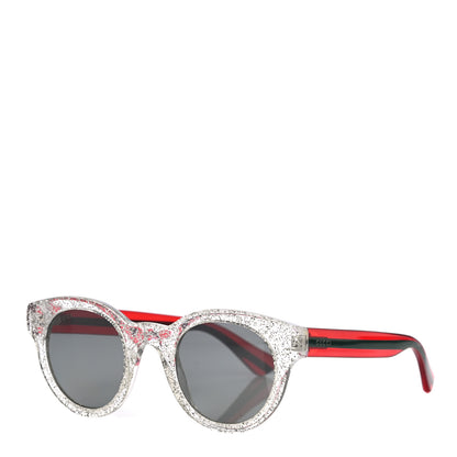 Gucci Acetate Glitter Round Sunglasses GG0002S Silver Red 1 of 8