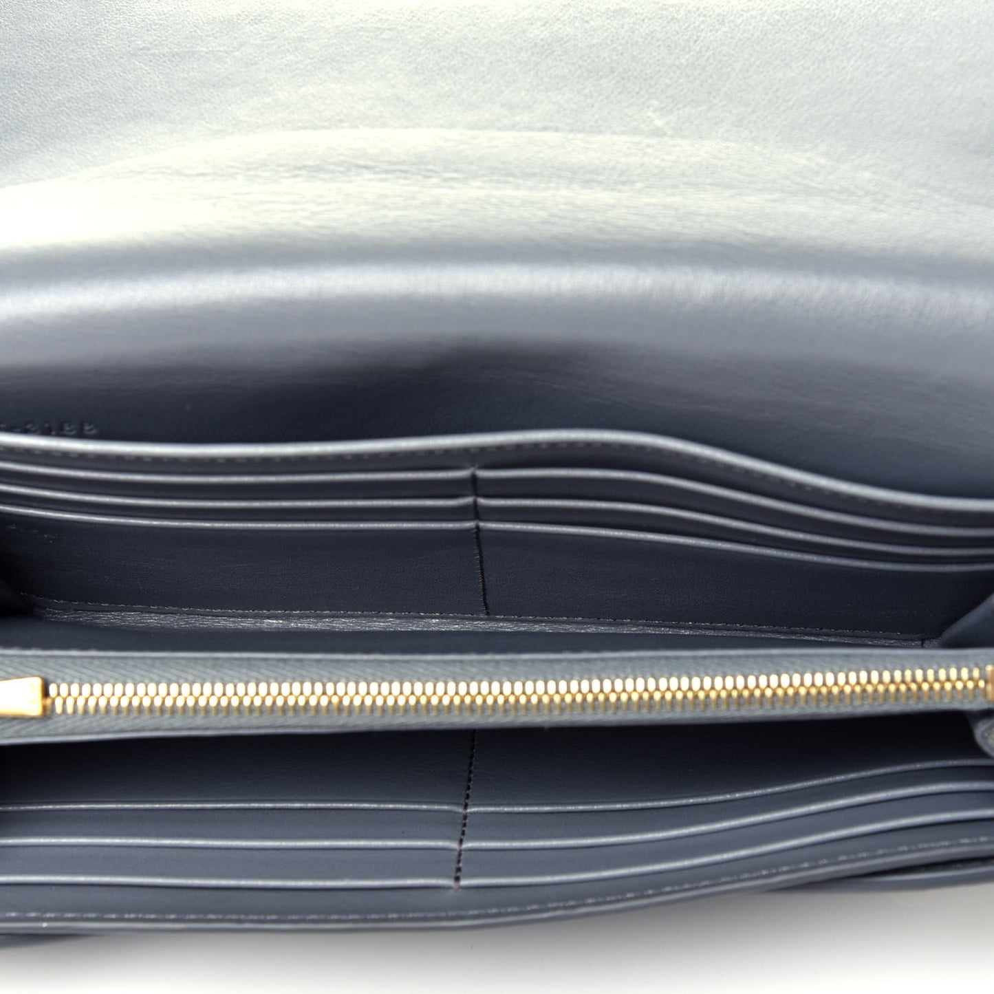 Grained Calfskin Large Flap Wallet Grey