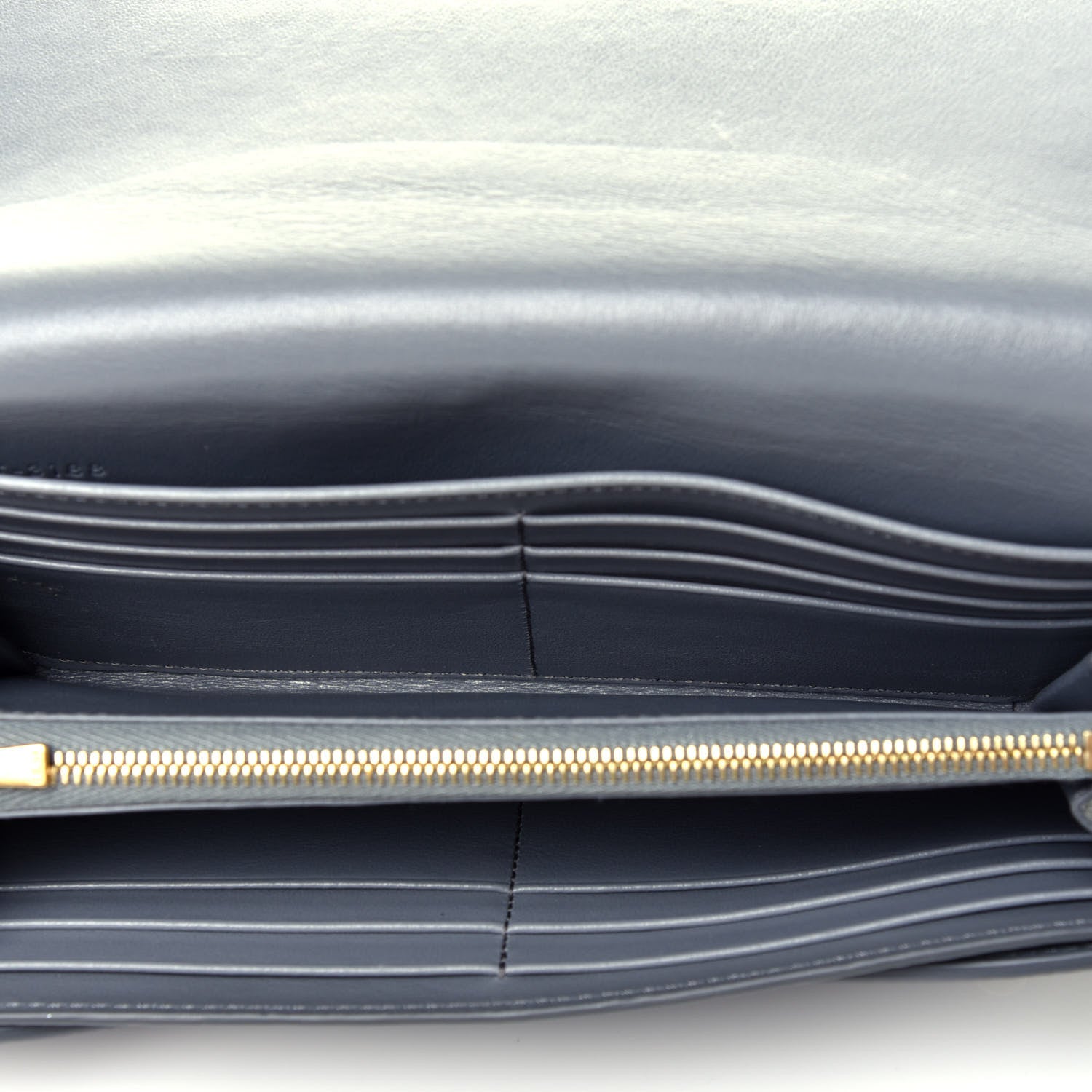 Celine Grained Calfskin Large Flap Wallet Grey 5 of 8