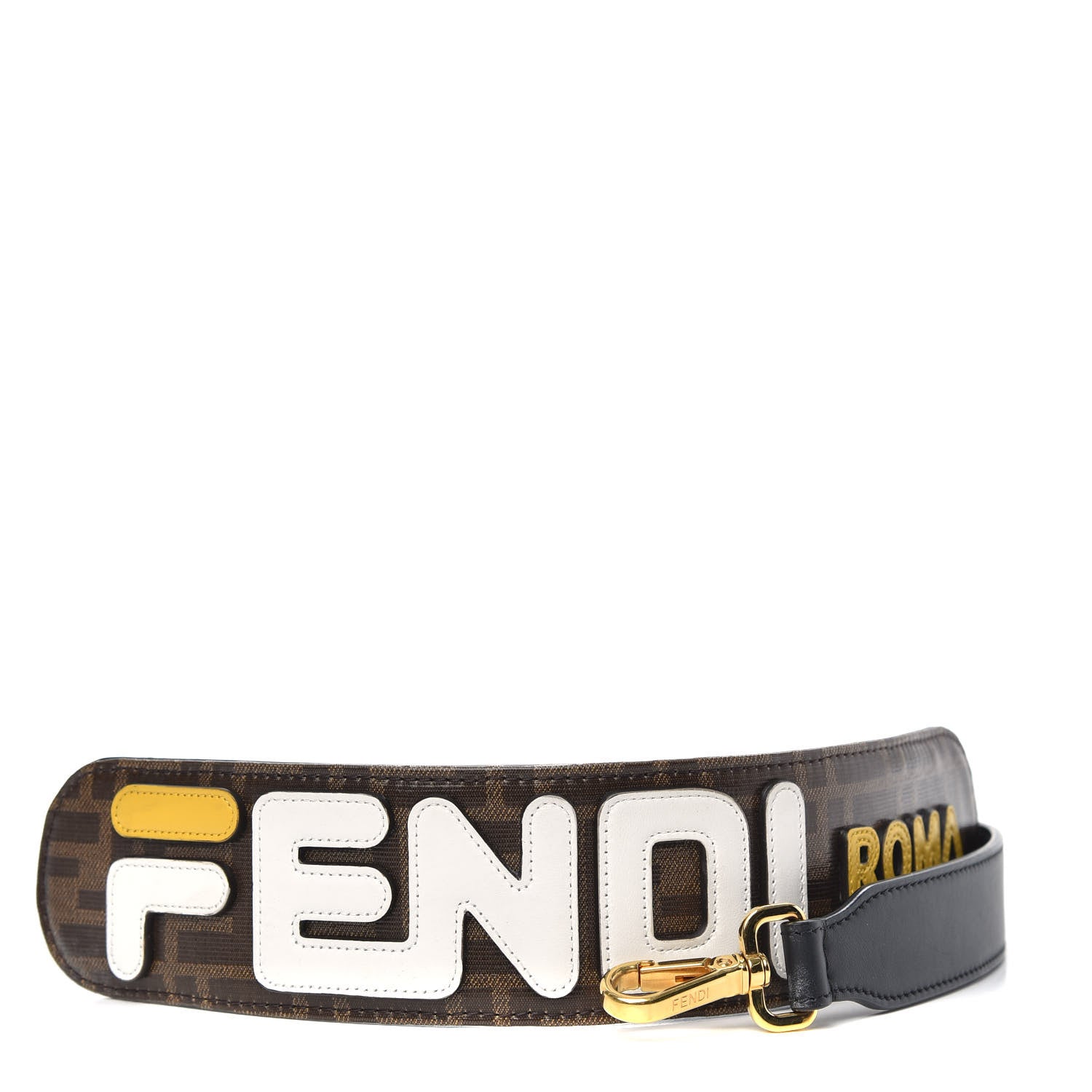 Fendi X FILA Glazed Fabric FF 1974 Mania Mini Strap You Mogano Panna White 1 of 5