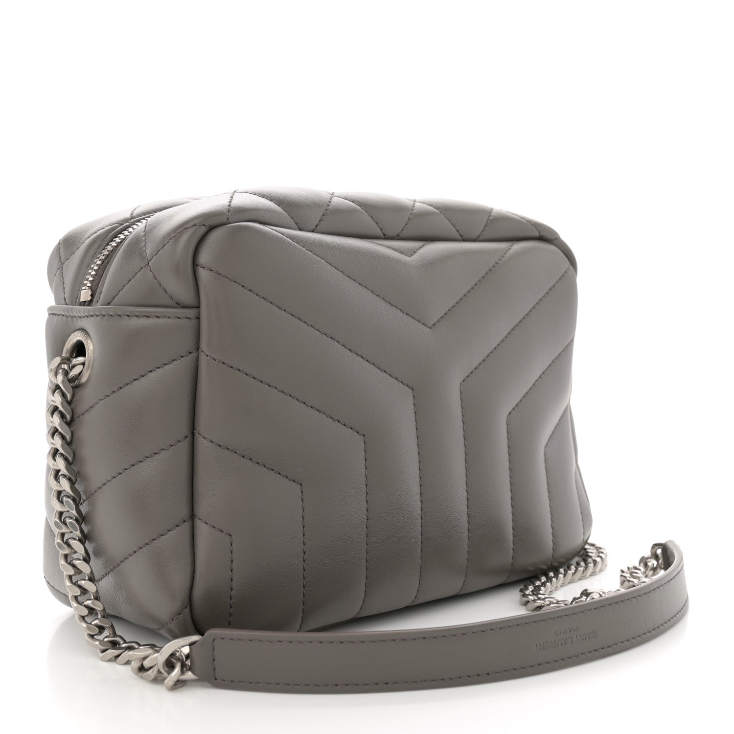 Saint Laurent Calfskin Y Quilted Monogram Small Loulou Bowling Bag Earth 3 of 10