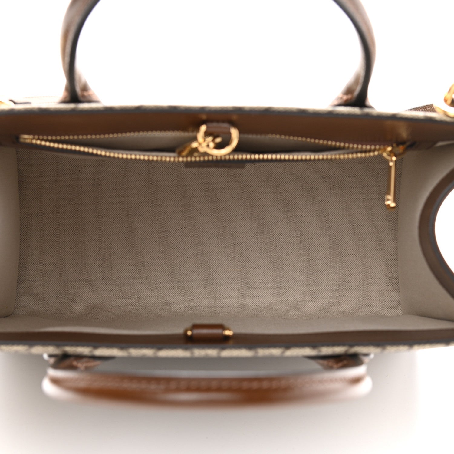 Gucci GG Supreme Monogram Azalea Calfskin Small Retro Interlocking G Tote Bag Beige Ebony Brown Sugar 5 of 10