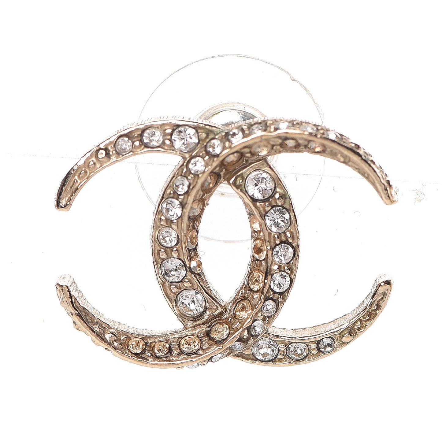Crystal CC Moon Earrings Gold