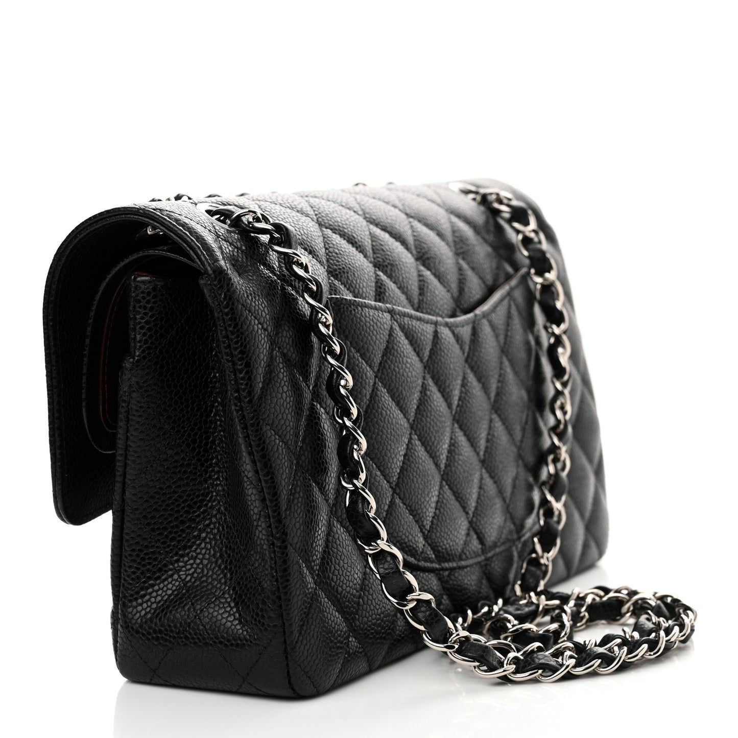 Caviar Quilted Medium Double Flap Black