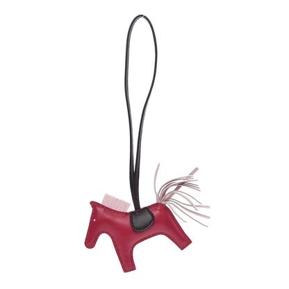 Hermes Milo Lambskin Grigri Rodeo Horse Bag Charm PM Rose Sakura Framboise Rouge Sellier 2 of 6