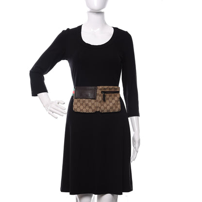 Gucci GG Monogram Web Double Pocket Belt Bag Dark Brown 2 of 13