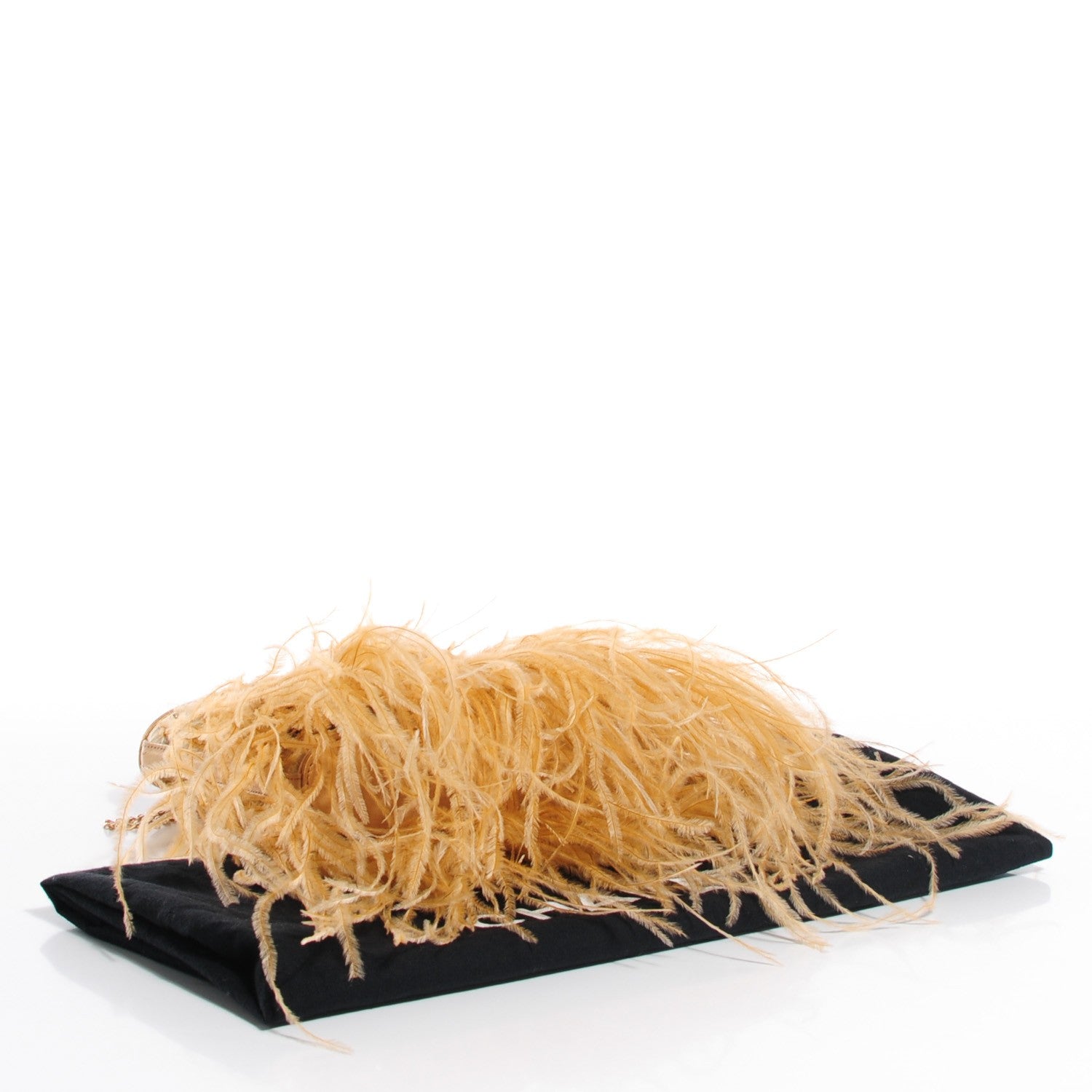 Chanel Ostrich Feather Beaded Evening Bag Gold 4 of 8