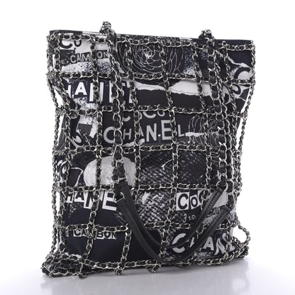 Chanel Canvas Large Shopping Chain Tote Black White 3 of 9