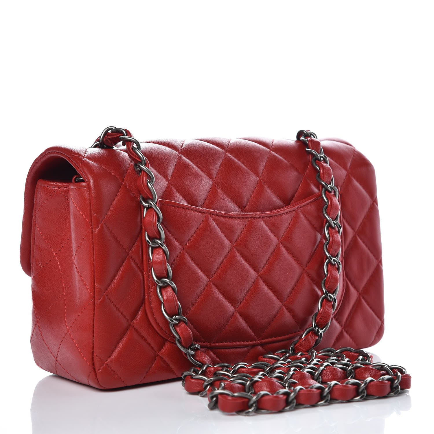 Chanel Lambskin Quilted Mini Rectangular Flap Red 3 of 8