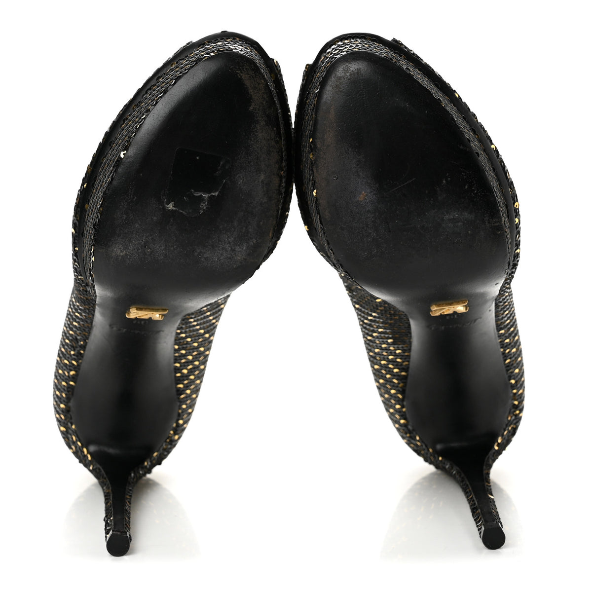 Sequin Peep Toe Platform Pumps 39 Black Gold