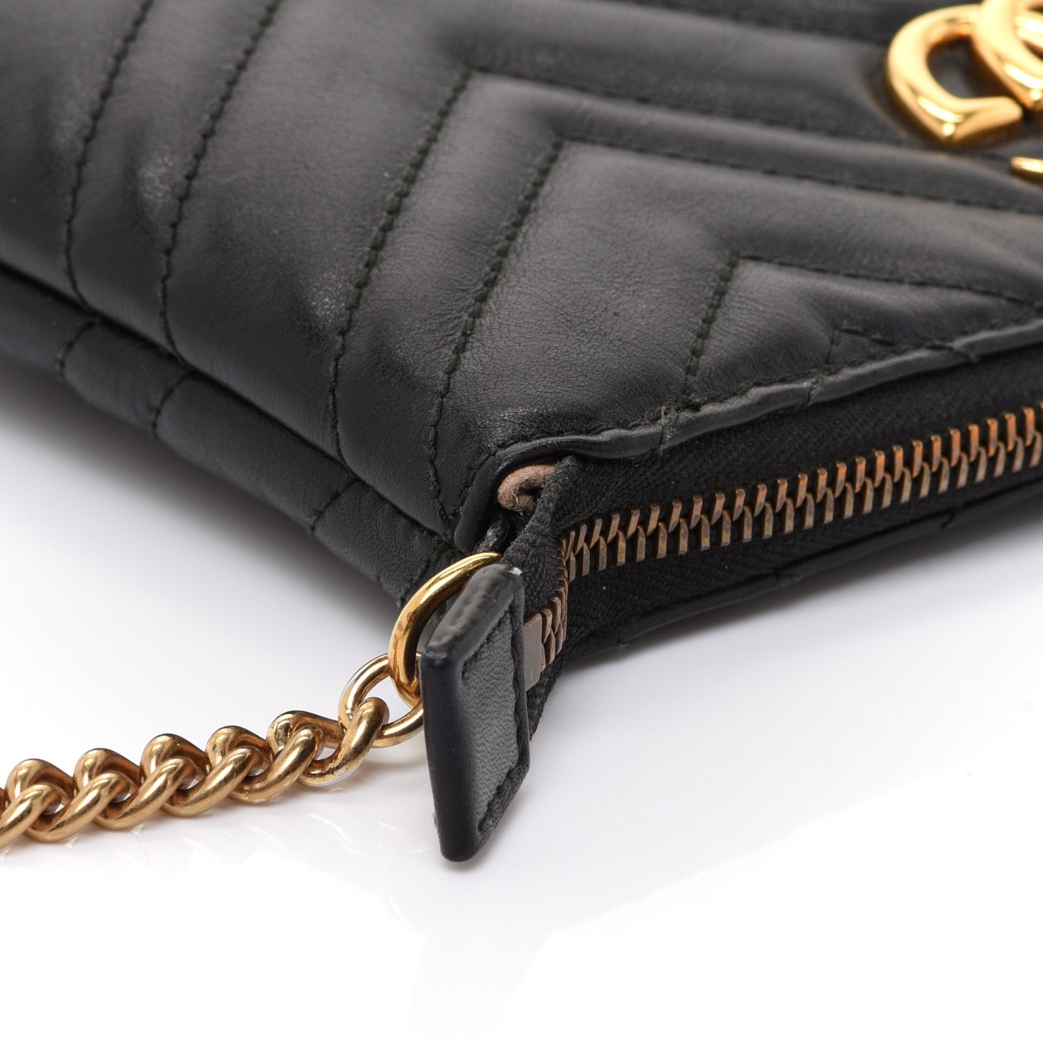 Gucci Calfskin Matelasse Mini GG Marmont Chain Bag Black 11 of 14