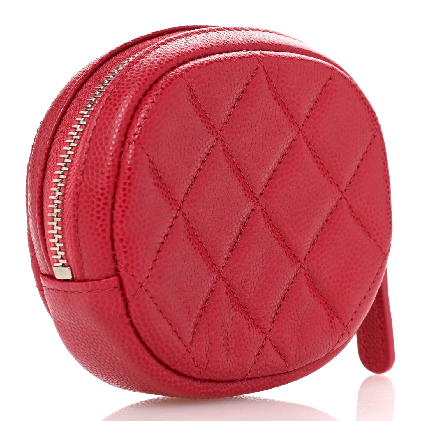 Caviar Quilted Zip Around Classic Coin Purse Dark Pink