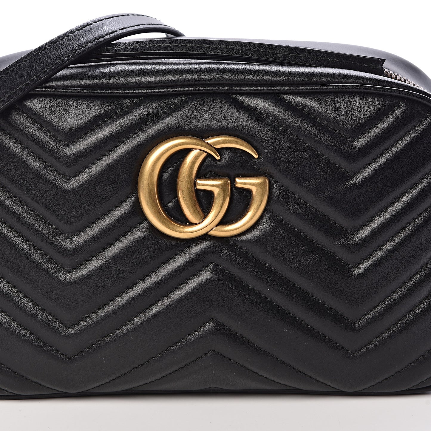 Calfskin Matelasse Small GG Marmont Chain Shoulder Bag Black