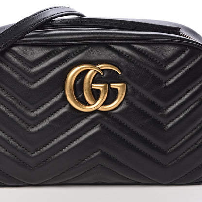 Gucci Calfskin Matelasse Small GG Marmont Chain Shoulder Bag Black 8 of 11