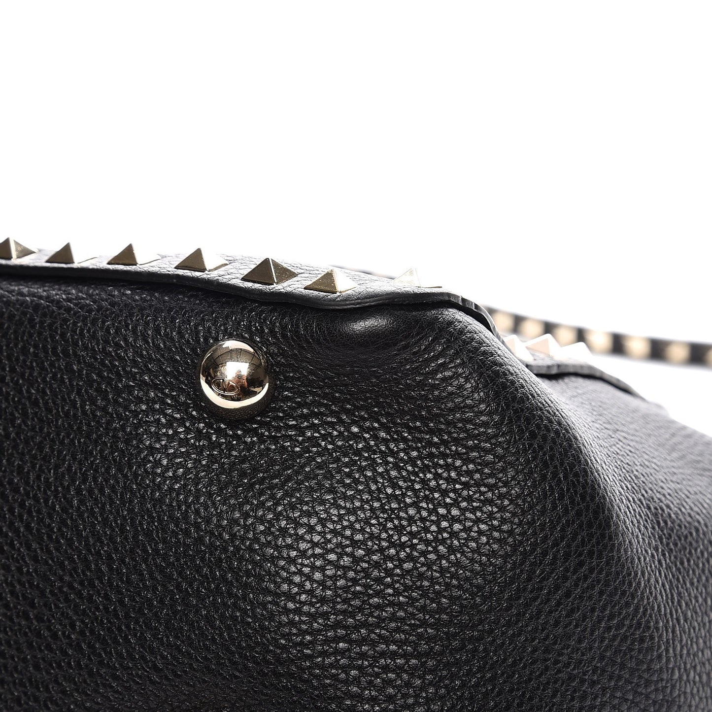 Grained Calfskin Small Rockstud Tote Black