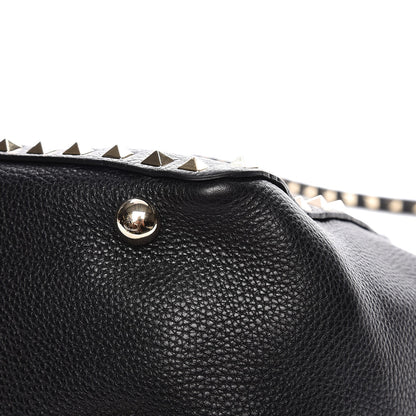 Valentino Garavani Grained Calfskin Small Rockstud Tote Black 10 of 14