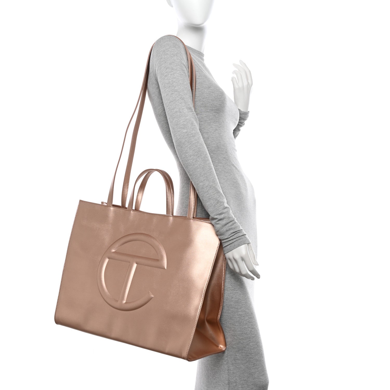 Telfar Metallic Vegan Leather Large Shopping Bag Copper 2 of 10