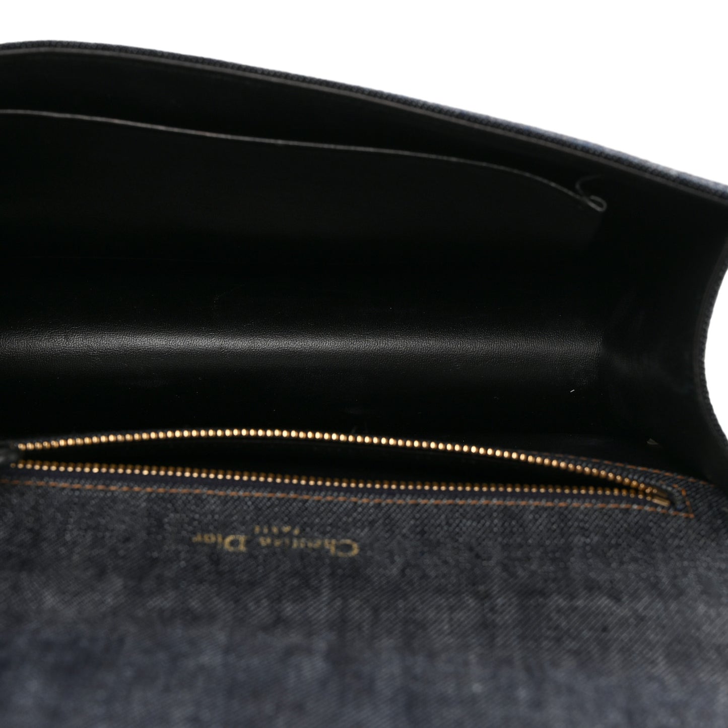 Denim Crystal Medium Diorama Flap Bag Blue