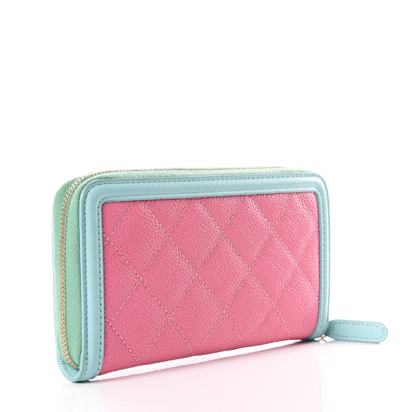 Caviar Quilted Medium Filigree Zip Around Wallet Pink Blue Green