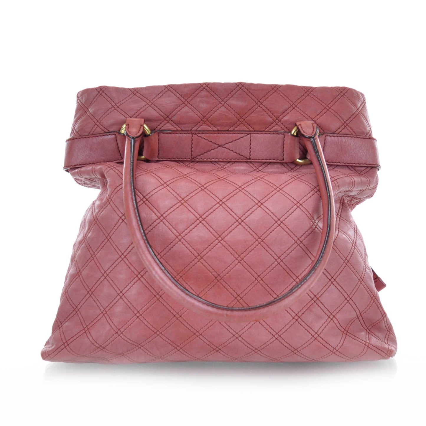 Leather Quilted Bruna Tote Raspberry