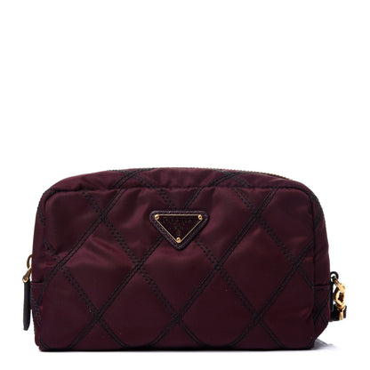 Prada Tessuto Nylon Saffiano Impunturato Quilted Wristlet Bordeaux 1 of 9
