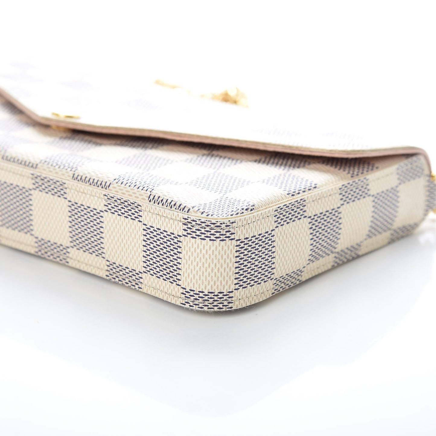 Damier Azur Pochette Felicie Chain Wallet Rose Ballerine