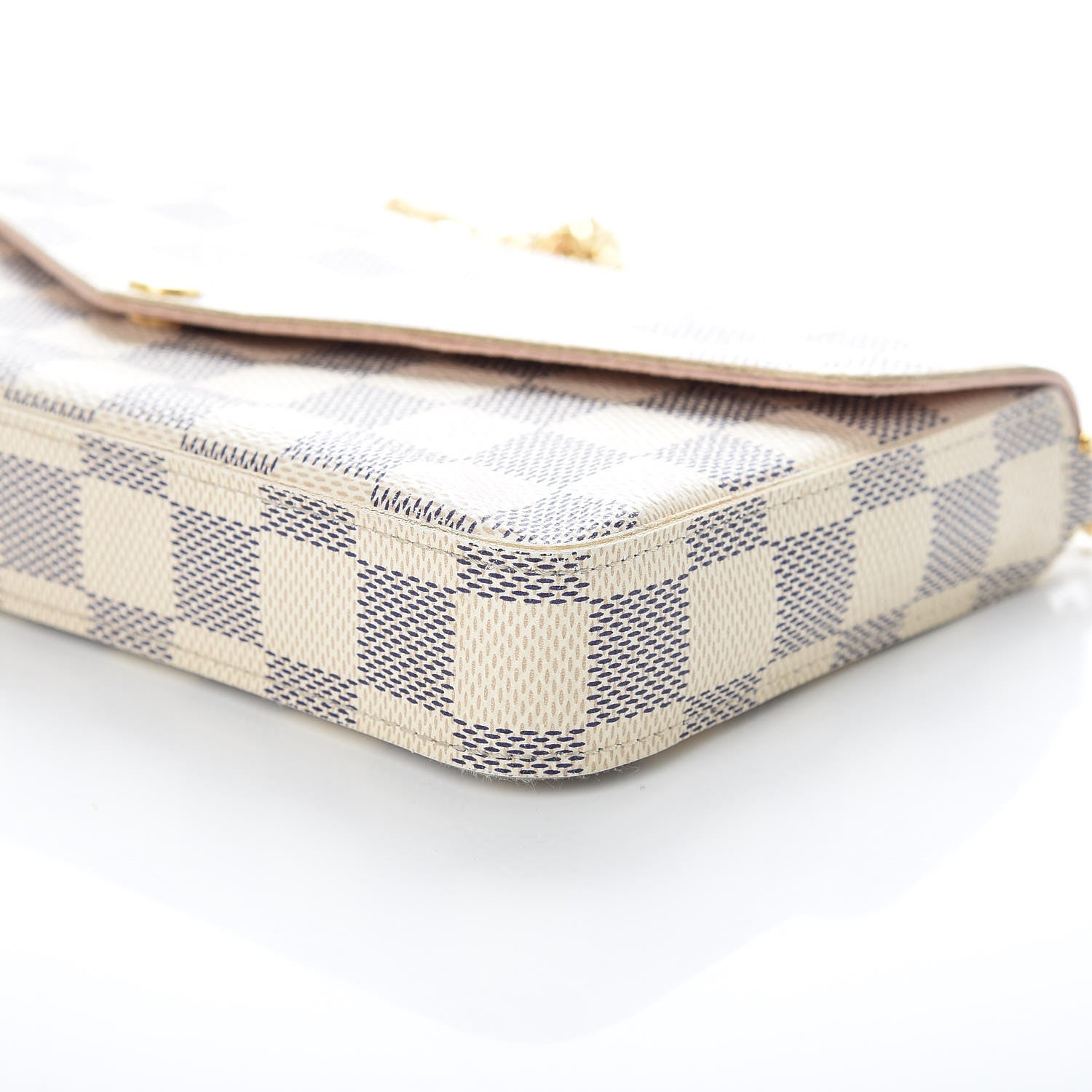 Louis Vuitton Damier Azur Pochette Felicie Chain Wallet Rose Ballerine 10 of 15