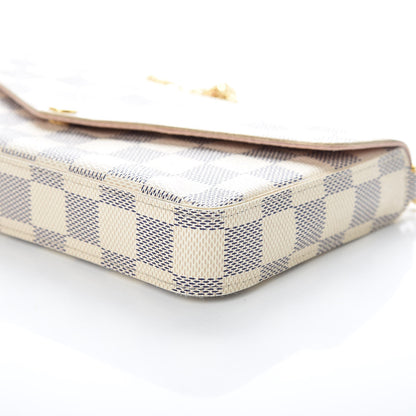 Louis Vuitton Damier Azur Pochette Felicie Chain Wallet Rose Ballerine 10 of 15