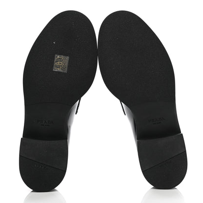 Prada Spazzolato Metal Triangle Logo 50mm Loafers 38 Black 5 of 9