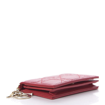 Christian Dior Lambskin Cannage Small Lady Dior Flap Card Holder Red 4 of 6