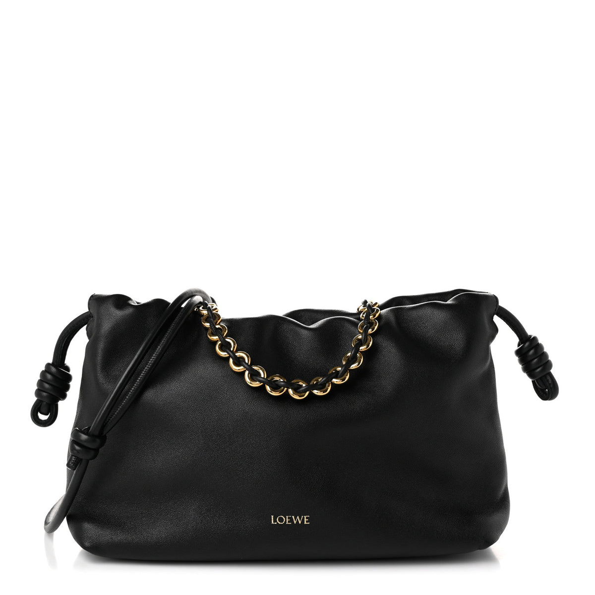 Loewe Mellow Nappa Medium Donut Chain Flamenco Knot Clutch Black 1 of 11
