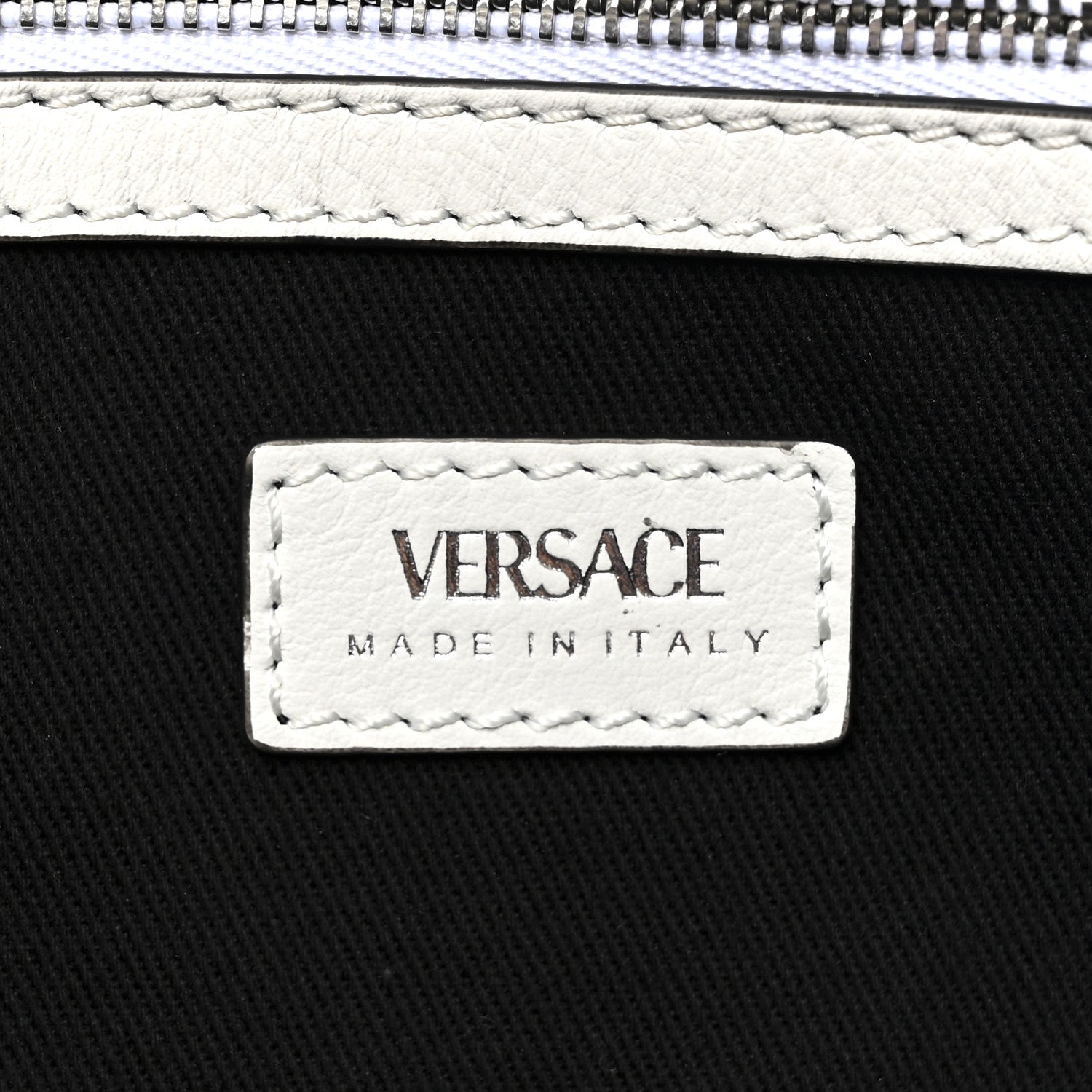 Versace Calfskin Medium Repeat Zip Hobo Optical White 6 of 9