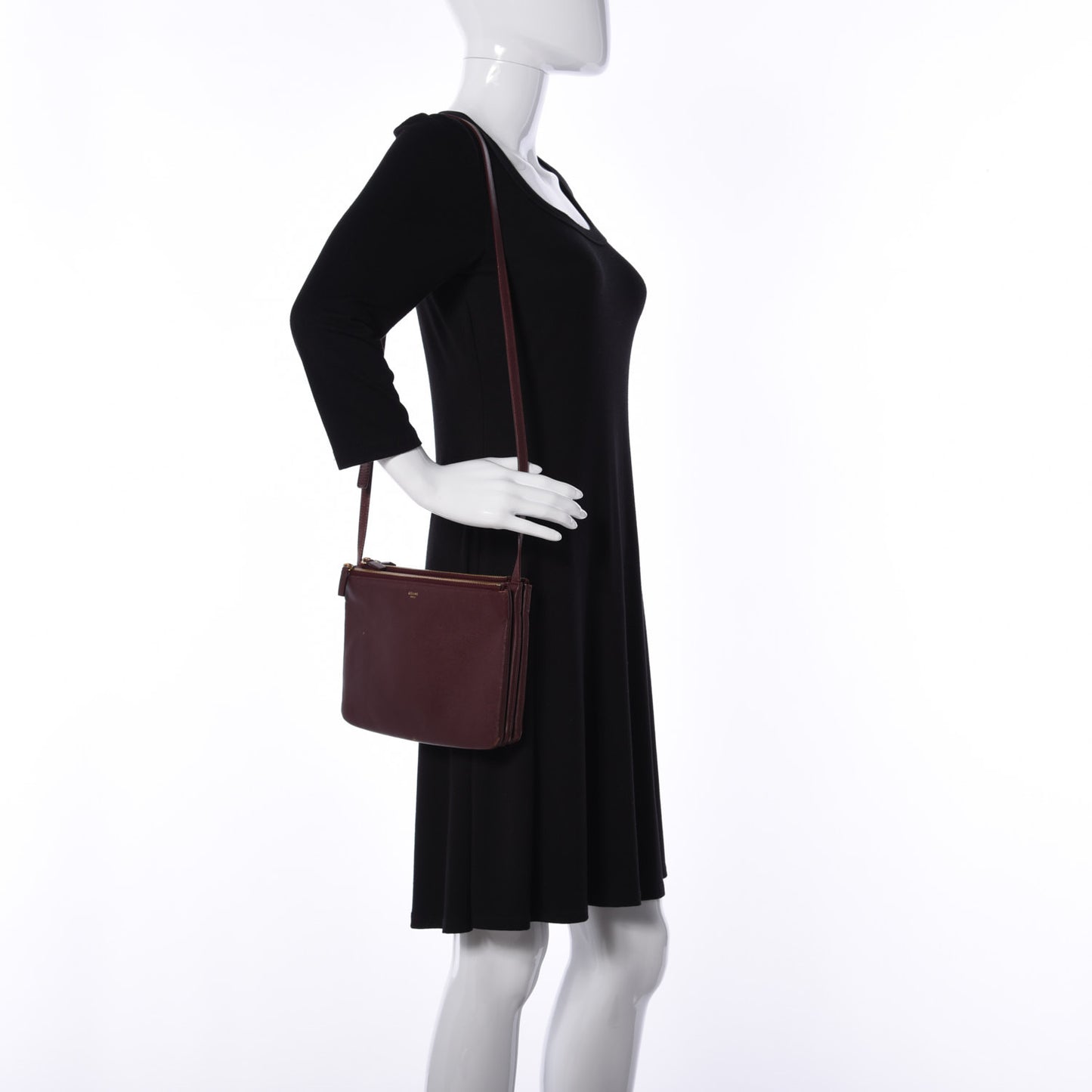 Lambskin Large Trio Crossbody Bag Burgundy