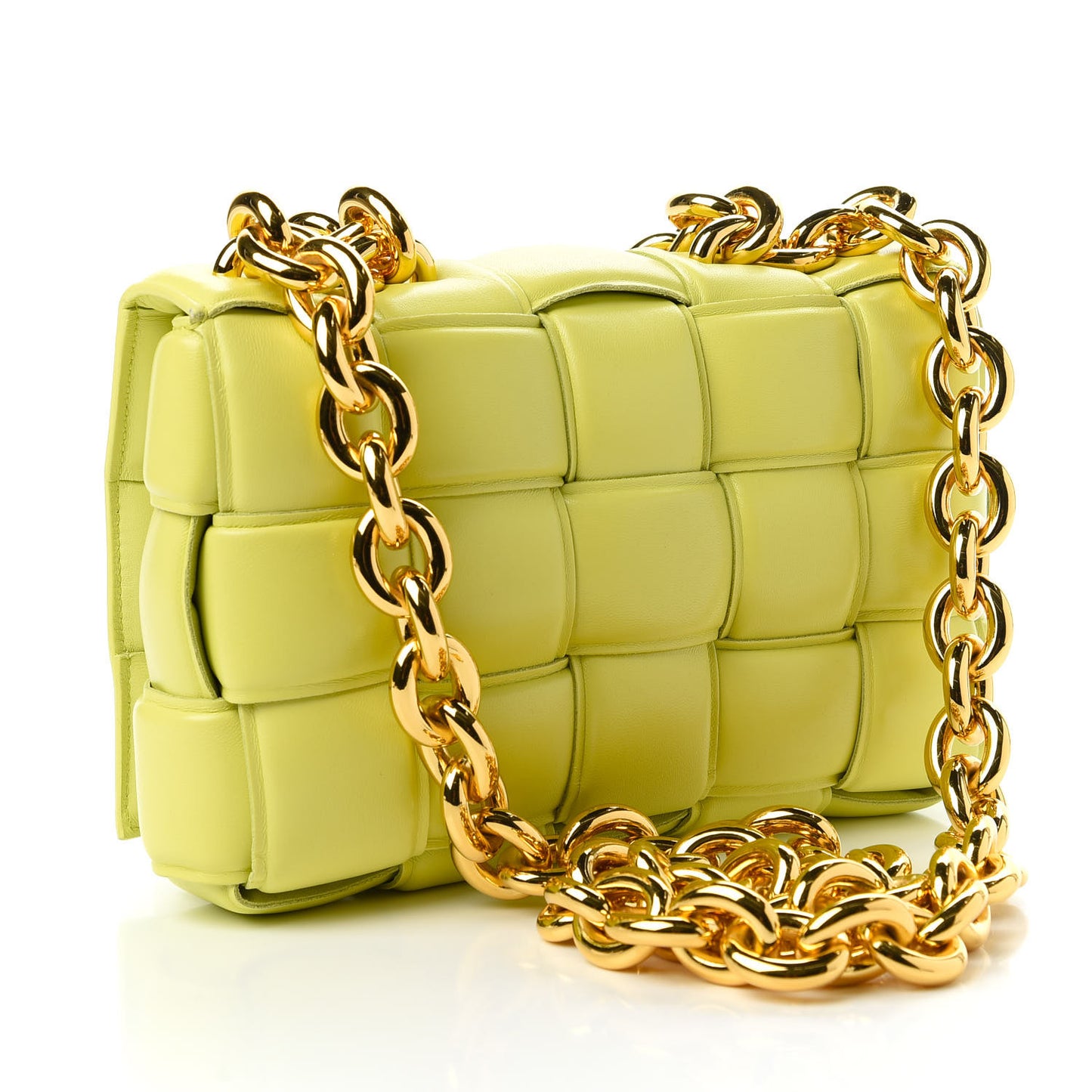 Lambskin Maxi Intreccio Padded Chain Cassette Crossbody Bag Kiwi