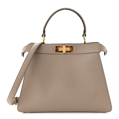 Fendi Vitello Seta Shiny Nappa Plexiglass Medium Peekaboo I SEE U Satchel Tortora 1 of 11