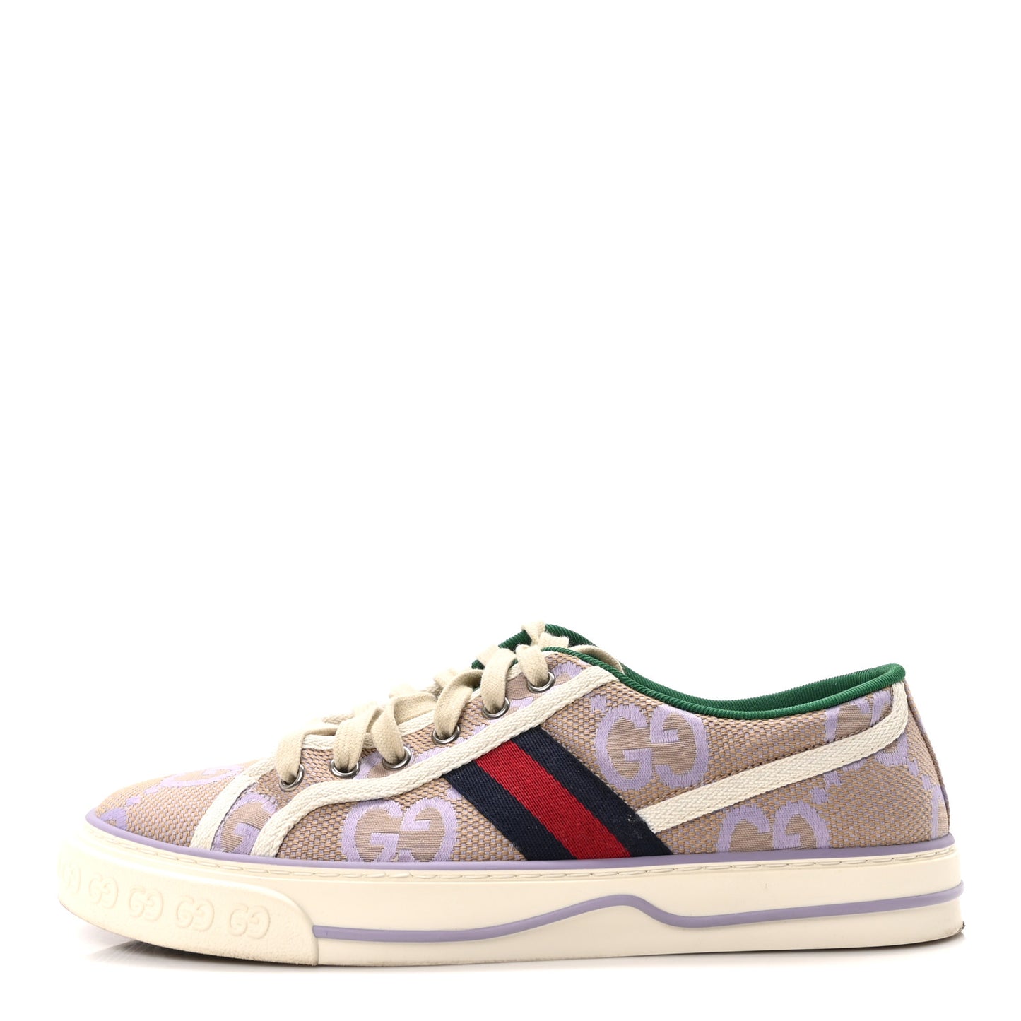 Monogram Jumbo GG Web Womens 1977 Tennis Sneakers 40.5 Beige Lapis Mystic White