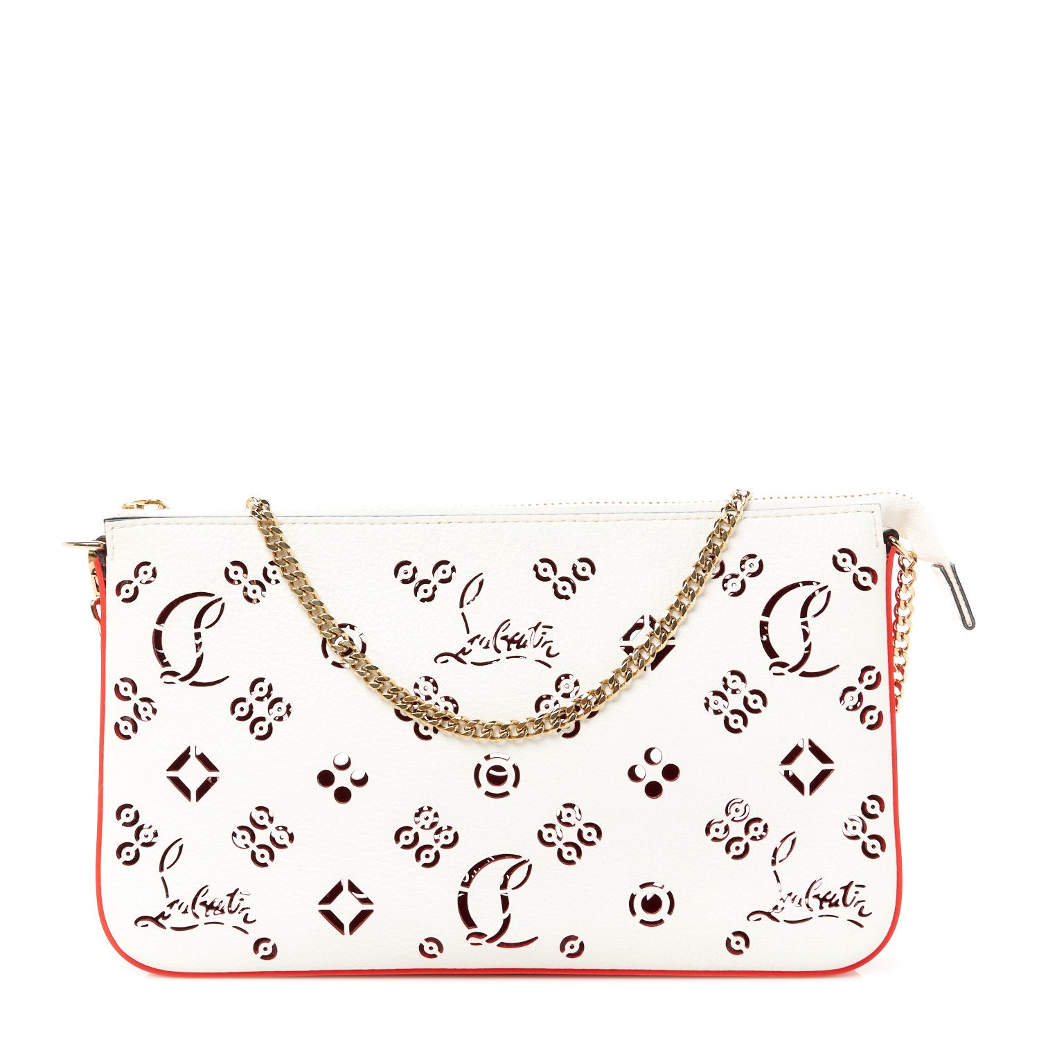 Christian Louboutin Calfskin Loubila Loubinthesky Chain Clutch Leche 1 of 10