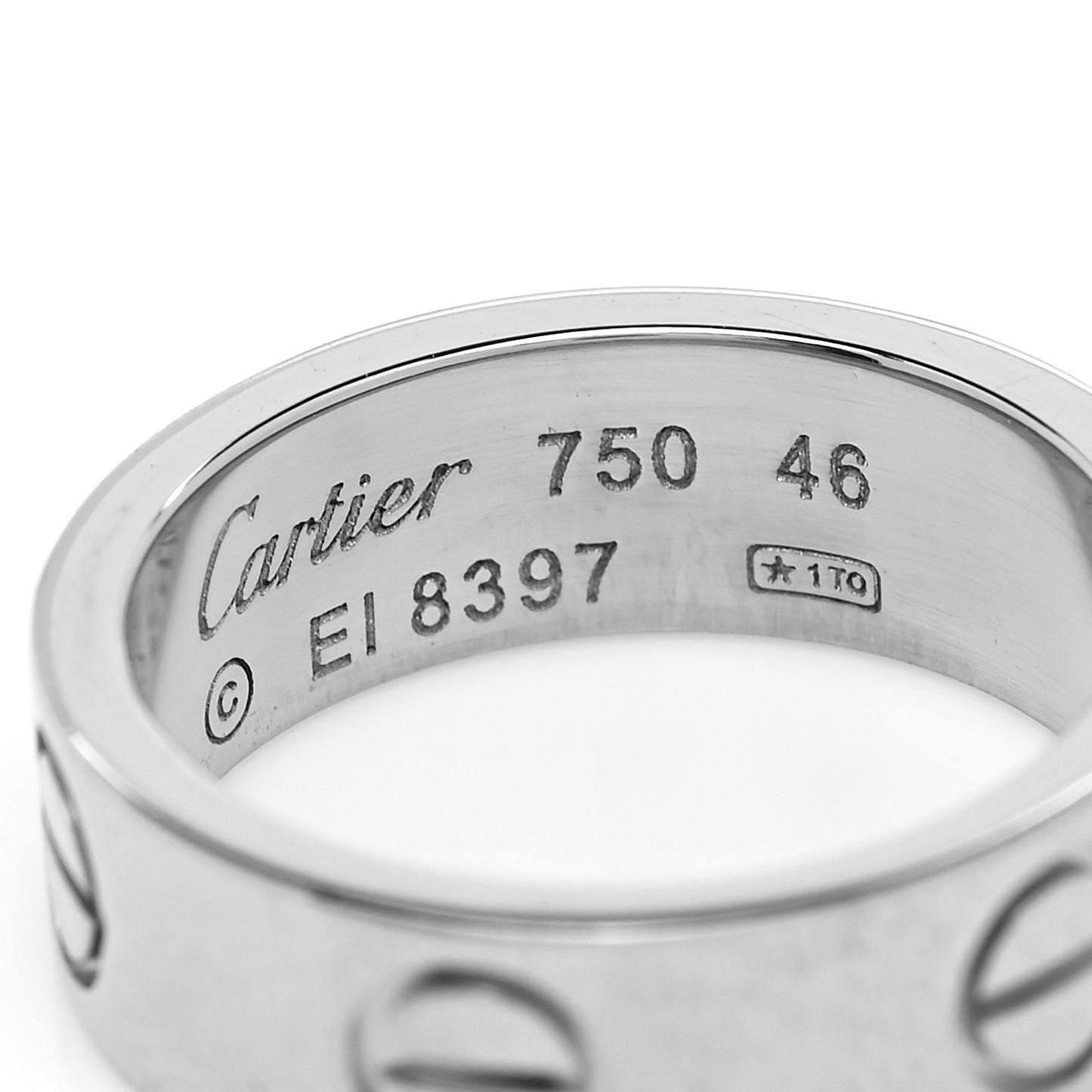 18K White Gold 5.5mm LOVE Ring 46 3.75