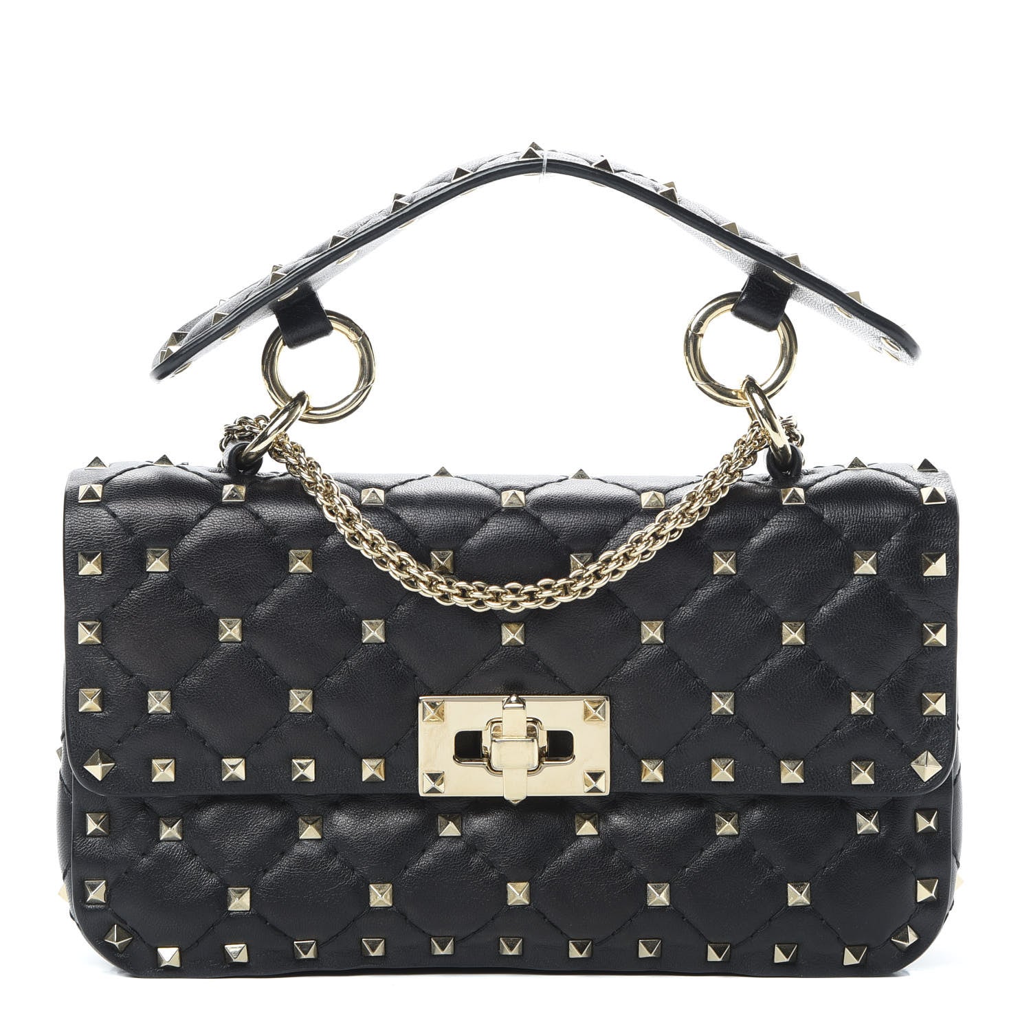 Valentino Garavani Lambskin Small Rockstud Spike Shoulder Bag Black 1 of 10